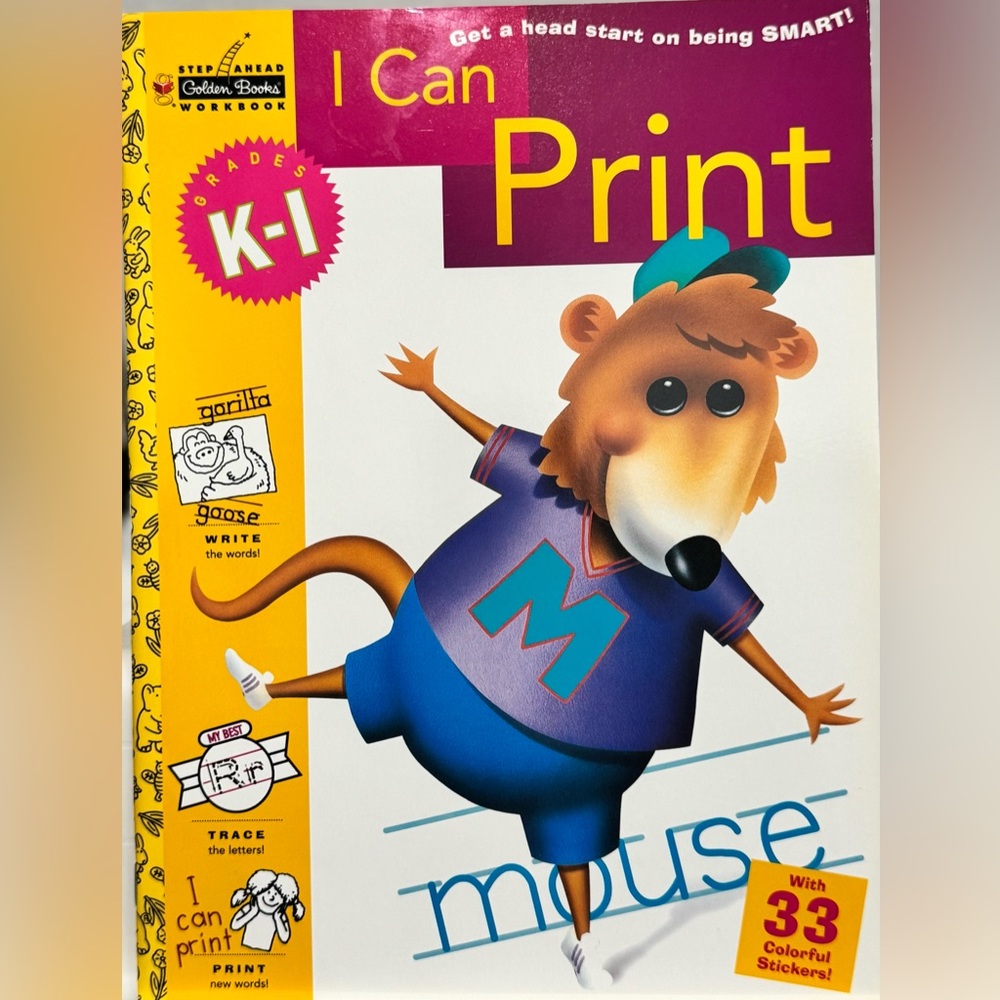 Kids Print Practice Workbook with Fox Illustration (2000)